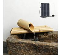 Fontana Solare In Bambù, Fontana Da Giardino In Bambù Con Pompa E Pannello Solare, Fontana D'acqua Zen Feng Shui Fatta A Mano Per Patio, Cortile, Laghetto, Balcone(30cm)