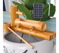Fontana Solare in bambù, Fontana d'Acqua E Kit Pompa, Accenti di bambù, Stile bambù Naturale Resistente alla Spaccatura, per Patio, Interno/Esterno, Arredamento Giardino Zen