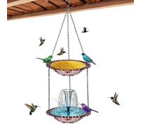 Fontana Solare per Bagno di | Bacino Cascata Resistente alle Intemperie con Vassoio Cibo,Fontana Solare per | per Giardino, Terrazza, Piscina, Cortile, Paesaggio