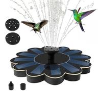 Fontana solare per esterni, 180 l/h, fontana solare per esterni, con 5 ugelli, fontana solare da giardino, pannello in silicio policristallino, forma a fiore, per bagni di uccelli, stagni, piscine