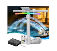 Fontana Solare per Piscina con LED 9 Colori - Spruzzatore Cascata 2 in 1 a Doppia Testa Regolabile, Raffredda l’Acqua 5-11°C, Telecomando e Sensore di Luce, per Piscine Fuori Terra/Interrate, Decorazi