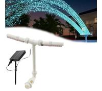 Fontana solare per piscina con luci, fontana a doppio spruzzo per piscine fuori terra e interrate, irrigatore a cascata ad alta pressione con direzione regolabile, compatibile con getto da 3,8 cm