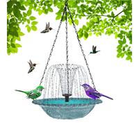 Fontana solare per uccelli, fontana ad energia solare, decorazione da giardino, mangiatoia per uccelli da appendere per esterni, fauna selvatica, cortile, portico, paesaggio, patio, cortile, bambini