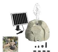 Fontana Solare realistica in Roccia di Granito per abbeveratoio per Uccelli, Pompa per gorgogliamento d'Acqua da Esterno con 10 ugelli, Design in Resina di Pietra Anti-Secco per Patio(White)