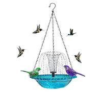 Fontana solare sospesa per uccelli con 7 ugelli a spruzzo, decorativa per giardino, patio e cortile, alimentata a energia solare, resistente