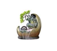 Fontana tavolo interni Fontana a cascata da tavolo - Pompa regolabile o finto bonsai, fontana decorativa da scrivania for interni in resina(Gold)