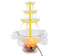 Fontana trasparente a 3 livelli, fontana per feste, con 5 tazze riutilizzabili, base, succo e fontana di vino, per pub, feste in casa e feste di compleanno