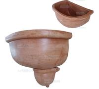 Fontana vasca a parete sospesa con copri scarico terracotta lavandino rubinetto
