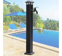 Fontana verticale da giardino, rubinetto da esterno a energia solare, distributore d'acqua decorativo per irrigazione, nero, 110 x 17,5 cm, perfetto per l'estetica del giardino.