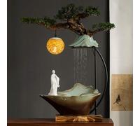 Fontana Zen con luce a LED, piccola fontana da tavolo per interni, decorazione per ufficio Feng Shui, statua di Buddha, 72,9 cm