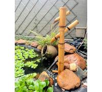 Fontana Zen Da Esterno In Bambù,Fontana Decorazione Del Giardino Laghetto Giapponese Con Pompa E Cucchiaio Caratteristica Dell'acqua Di Bambù,Fatto A Mano,Altezza 80Cm,Contenitore Non Incluso