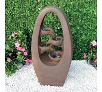 Fontana Zen da Giardino 49x26x96 cm 25 Litri in Poliroccia con LED e Pompa Marrone