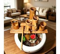 Fontana Zen in Bambù - Cascata da Tavolo per Meditazione - Dispositivo Sonoro Rilassante e Lenitivo - Decorazione da Scrivania per Ufficio, Soggiorno e Camera da Letto(L:60CM)