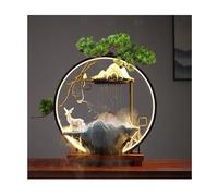 Fontana Zen Interno Fontana Decorativa con umidificatore for scrivania in Stile Cinese, con Anello Luminoso a LED, for la casa e Il Soggiorno. Accessori(B)