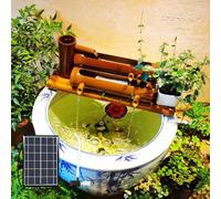 Fontane Da Esterno In Bambù, Tradizionale Fontana Giapponese A Bilanciere In Bambù Con Pompa E Pannello Solare Da 6W, Design Con Serbatoio A Forma Di U Per Giardino(60cm)