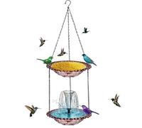 Fontane per bagno,Irrigatore Resistente alle Intemperie con Vassoio per Cibo,Fontana Solare per - per Terrazzo Giardino Cortile Arredo Esterno