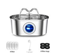 Fontanella Automatica Animali Domestici Gatti e Cani Sensore Led Acciaio Inox 3L