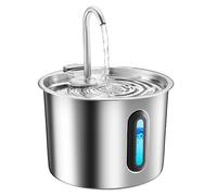 Fontanella per Gatti Acciaio Inox 2,2 L -REVER E101 Fontana per bere Gatti con Finestra Visibile & Pompa Ultra-silenziosa, Sistema Multi-filtrazione, Fontana per Gatti, Cani e Piccoli Animali -Argento