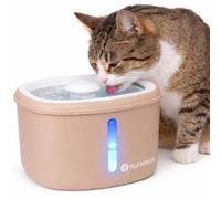 fontanella per gatti - Flamingo Finto beige - 2,5L - plastica - pompa super silenziosa con arresto automatico - filtro carbone attivo e resina - indicatore luminoso - cavo USB 150 cm