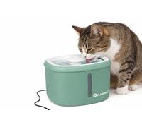 fontanella per gatti - Flamingo Finto verde - 2,5L - plastica - pompa super silenziosa con arresto automatico - filtro carbone attivo e resina - indicatore luminoso - cavo USB 150 cm
