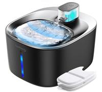 Fontanella per Gatti Senza Fili con Sensore di Movimento a Batteria Ricaricabile 4000 mAh, FEELNEEDY 4L Fontana Acqua Fresca Wireless per Gatti a Pila, Distributor Automatic con 2 Filtri,Nera