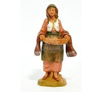 Fontanini Donna con CESTA 12CM in Resina STATUINA PRESEPE (F-108)