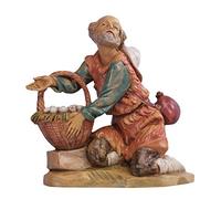 Fontanini Pastore in Ginocchio con Uova 6,5CM in Resina STATUINA PRESEPE (F-260)