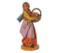 Fontanini PASTORELLA con CESTA di Frutta 12CM in Resina PRESEPE (F-95)