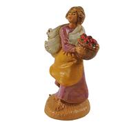 Fontanini PASTORELLA con Cesto Frutta 6,5CM in Resina STATUINA PRESEPE (F-252)