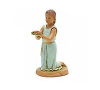 Fontanini PASTORELLA con Mazzo di Rose 12CM in Resina STATUINA PRESEPE (F-123)