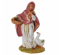 FONTANINI PASTORELLA con Oca 12CM in Resina STATUINA PRESEPE (F-98)