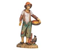 FONTANINI Pastori con gallina t/l - Statuetta per presepe natalizio
