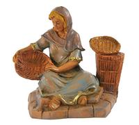Fontanini Statua cm.9,5 Pastorella con 3 Ceste Seduta