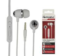 FONTASTIC 253805 Cuffie Auricolari Audio 3.5 mm con Microfono Controllo Volume V5 Bianco Bianco