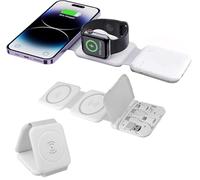 FONTASTIC 263446 Stazione di Ricarica Wireless Qi Magnetica Pieghevole per Smartphone e Smartwatch Bianco