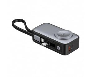 FONTASTIC 265518 Mini Power Bank 3in1 5000 mAh con 2 Porte USB-C™, Nero Grigio