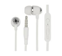 FONTASTIC Auricolari Audio 3.5 mm con Microfono Controllo Volume V5 Bianco CUFFIE, Bianco con dettagli argento