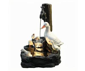 Fonte d'acqua alimentata da energia solare per interni ed esterni, statua di paesaggio acquatico con luce a LED, fonte giardino solare, fonte di statua di patto in resina per la decorazione del patio