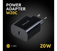 Intenso Adattatore W20C, 20 W, connettore USB-C per iPhone, Samsung Galaxy, iPad e altro, nero