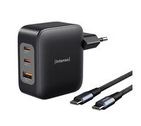 Intenso W100ACC+C520C, set adattatore di alimentazione + cavo di ricarica, 100 W, ricarica rapida, GaN, 3 dispositivi contemporaneamente, per laptop, MacBook, iPhone, Samsung e altro ancora, nero