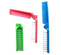 Fontee® 3 pezzi piccola pieghevole spazzola per capelli, spazzola per capelli viaggio, spazzola per la testa di massaggio e pettine a denti fini, pettine tascabile per bambini e adulti, 3 colori