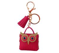 Fontee® Portamonete Simpatico PU Gufo Portafoglio con Monete Portachiavi Accessorio per Borsa Decorazioni con Nappe, Regalo per la Festa Della Mamma, Fidanzata o Bambini, Rosso