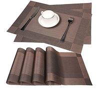 Fontic, Set di 6 tovagliette all'Americana in PVC, Lavabili, Antiscivolo, ecologiche, 30 cm x 45 cm, Colore: caffè