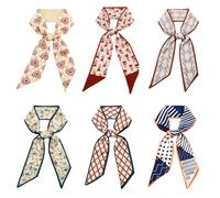 FonVan 6 Pezzi Sciarpe da donna in raso con disegni misti, Borse Sciarpa, Ribbon Raso Sciarpe di Seta Scarf, Cerchietto per Capelli Sciarpa, Sciarpa stretta per Borse Maniglia Borsa Nastro Sciarpa