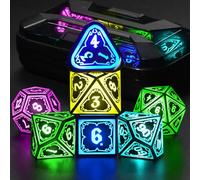 FONVGOGO Set Dadi D&D per Dungeons and Dragons Set Dadi DND Luminosi Wireless Ricaricabili con Scatola di Ricarica Dadi Poliedrici RGB LED 7 Pezzi DND Dice Set