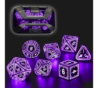 FONVGOGO Set Dadi D&D per Dungeons and Dragons Set Dadi DND Luminosi Wireless Ricaricabili con Scatola di Ricarica Dadi Poliedrici RGB LED 7 Pezzi DND Dice Set (Viola)