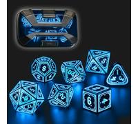 FONVGOGO Set Dadi D&D per Dungeons and Dragons Set Dadi DND Luminosi Wireless Ricaricabili con Scatola di Ricarica Dadi Poliedrici RGB LED 7 Pezzi DND Dice Set (Blu)