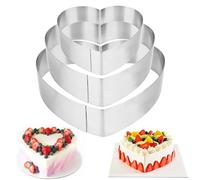 Fonyet Anelli per Torte a Forma di Cuore 3 PCS Anello per Torta in Acciaio Inox 10/15/20 cm Anelli stampi per Mousse, Preparazione di Torte e pasticcini