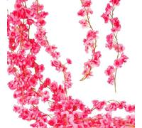 Fonyiunce 2 Pezzi Fiori di Ciliegio Artificiali, Rami Fiori di Ciliegio Finti 1,8M, Rosa Scuro Ghirlanda di Fiori 135 Fiori, Fiori Finti per Decorazioni per Matrimoni Feste Giardini Stanze Decor