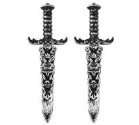 Fonyiunce 2 Pezzi Spada Giocattolo in Plastica, Pugnale Finto Non Affilato Pirata, Coltello per Oggetti di Scena Costume, Festa Pirata (Argento)